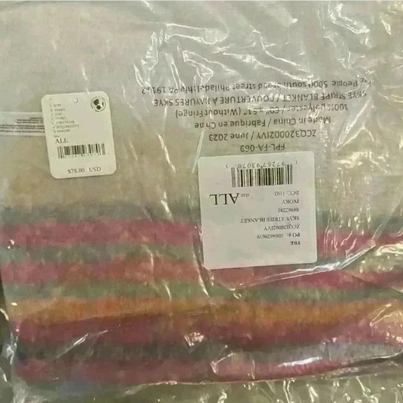 Free People Multicolored Striped Fringe Throw Blanket, 50”x60”, NEW - Picture 4 of 4